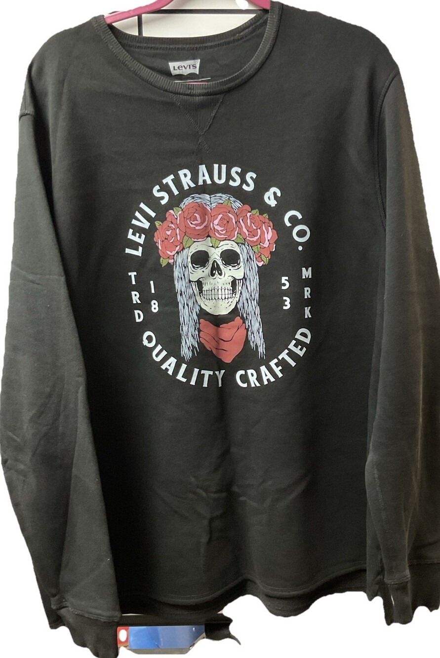 Levi Strauss & Co. Sweatshirt Men's XL Skull and Roses Black G0056